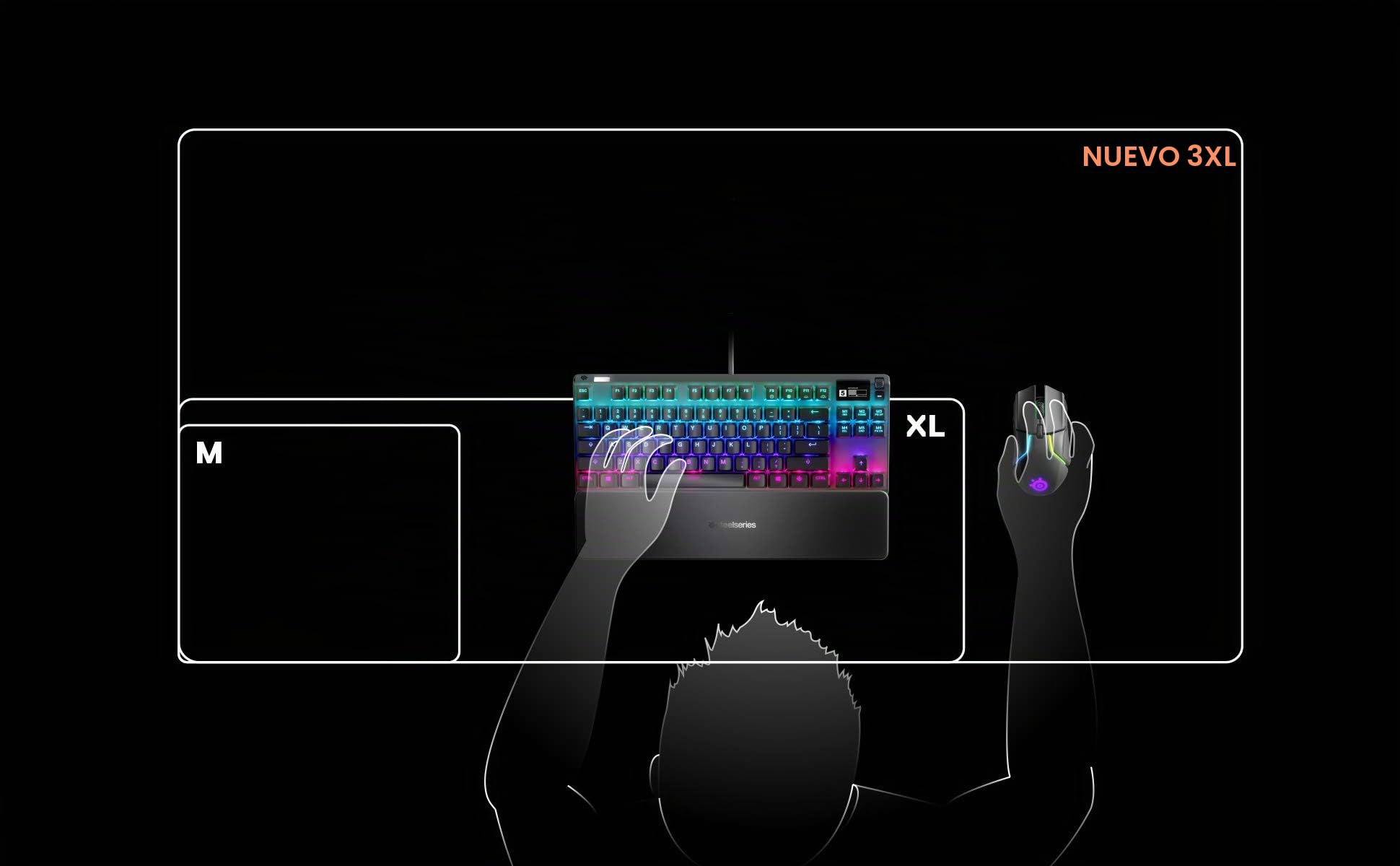 SteelSeries QcK Prism 3XL - Alfombrilla de ratón para juegos - Iluminación RGB de 2 zonas - Iluminación de eventos en tiempo real - Optimizada para sensores de juego - Tamaño 3XL (1220mmx590mmx2mm)