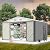 GarveeLife 10x8 Ft Outdoor Storage Shed, Large Steel Utility Tool Shed, Garden Patio Lawn Poolside Metal Shed Outdoor Storage with Sloped Roof & Locking Door Designed to Organize Tools in Yard, Gray