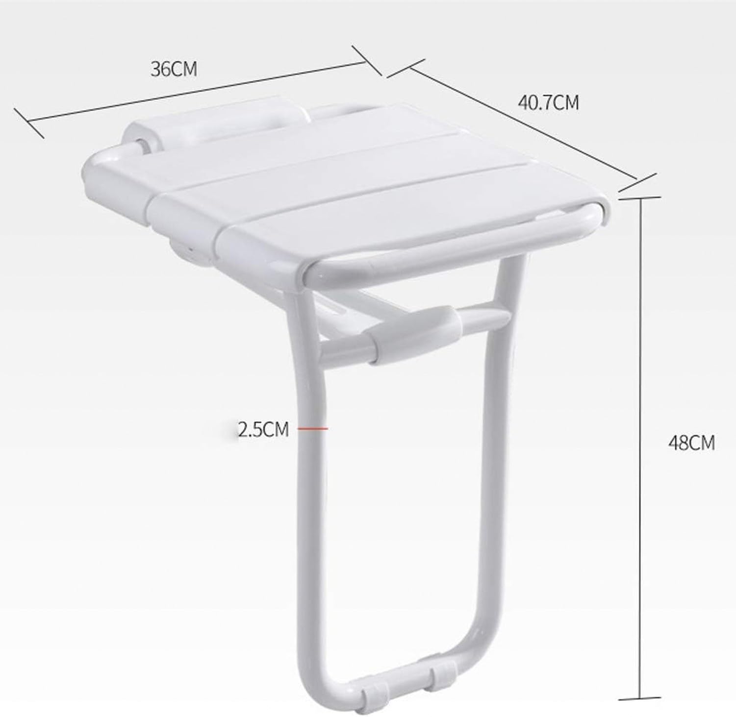 Banco de Ducha Abatible Pared, Asiento de Bañera Plegable con Patas de Apoyo Antideslizante para Seguridad de Ancianos, Discapacitados y Mujeres Embarazadas en