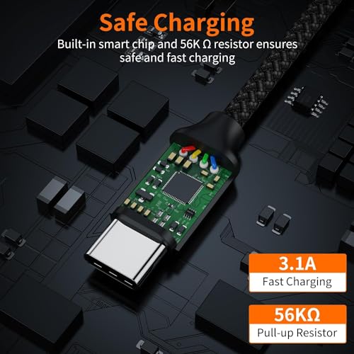 Image of Mizi USB-C to USB-A Cable 6.6ft, 3A Fast Charging Cord Compatible with Samsung Galaxy /Pixel /Xiaomi /MacBook /Dell /Asus /iPad - Black
