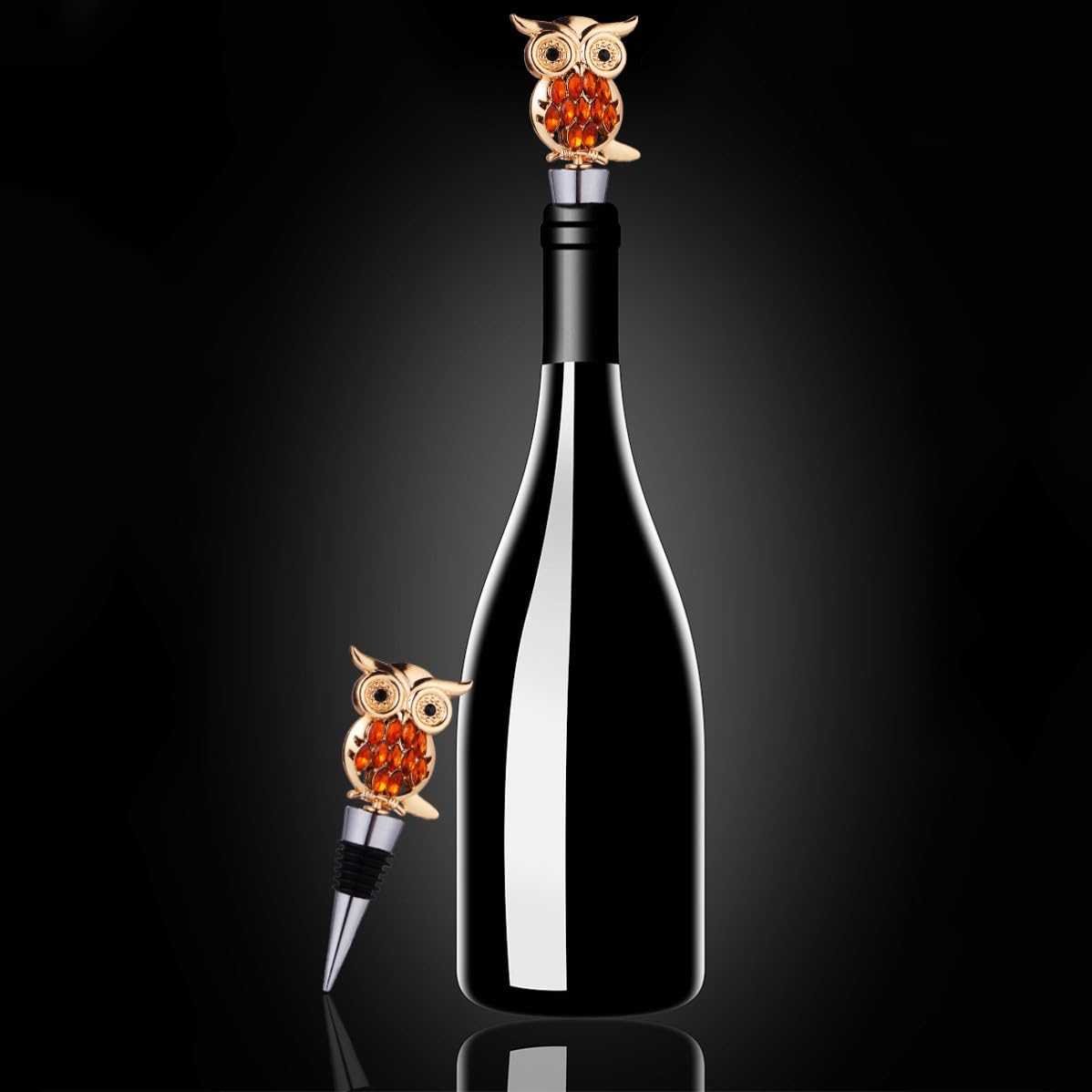 Bouchons de Vin Hibou Ambiance Noël en Alliage Créatif, Argenté Métal