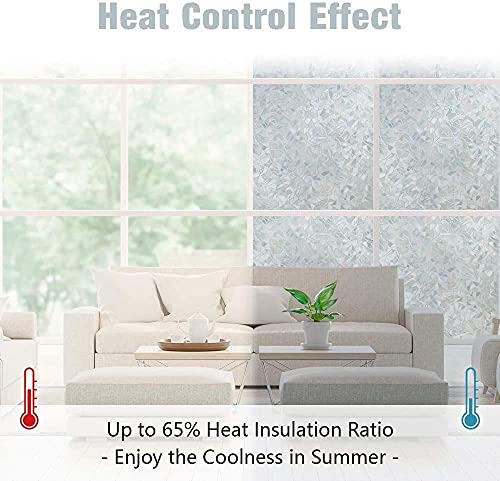 Rabbitgoo Window Privacy Film, Static Cling Rainbow Film Decorative Window Tinting Film For Home, Daytime Protection Stained Glass Films Heat Control Window Clings, Grayish Silver, 17.5X78.7 Inches #TOP4