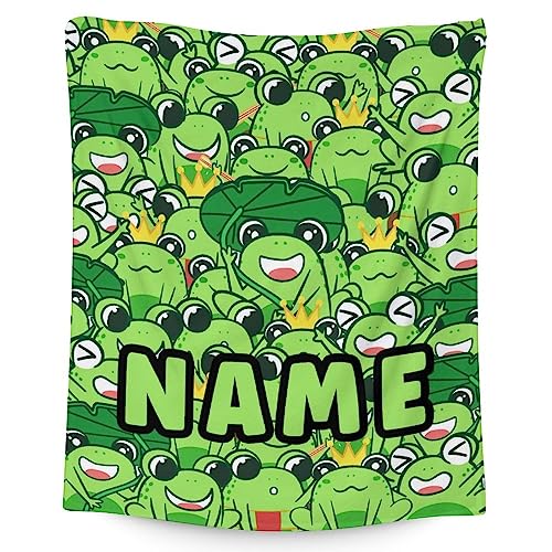 Mercuryelf Custom Frog Throw Blanket - Soft, Fuzzy & Warm - 40x50 Inches Flannel Blankets for Travel, Office - Green Novelty Throws Gift for Girls Boys