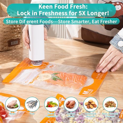 Image of Vacuum Sealer Kit, Reusable Sous Vide Bags- 1pc Electric Pump + 20 Bags | Domsanistor Airtight Food Storage for Freshness, PA+PE Material, Ideal for Cooking, Meal Prep & Long-Term Freshness, 6 Clips