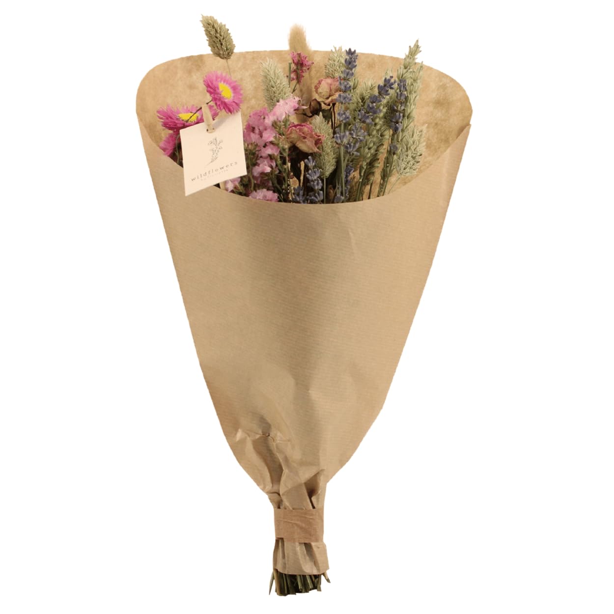 Ramo de Flores Secas con Plumas, Decoración de Interior, Rosa, Ø15x35cm