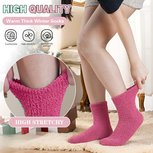 Image of Fuzzy Socks Warm Fluffy Winter Cozy Thick Plush Slipper Sleep Comfy Crew Socks for Women & Men 5 Pairs