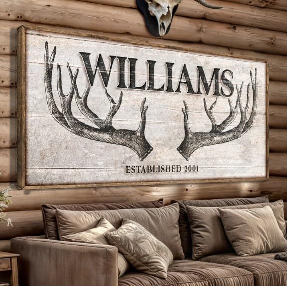 Amazon.com: Tailored Canvases Deer Antler Sign - Personalized Name Sign ...