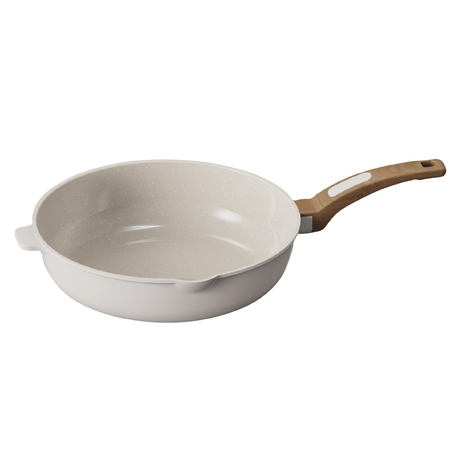 Cooksmart Signature 28cm Deep Frying Pan – Cast Aluminium | Non-Stick | PFOA & PFAS Free | Induction, Gas, & Electric Hob Compatible | Dishwasher Safe | Ergonomic Handle (Ivory)