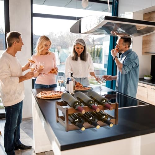 Soporte para 6 botellas de vino de bambú miniatura 6