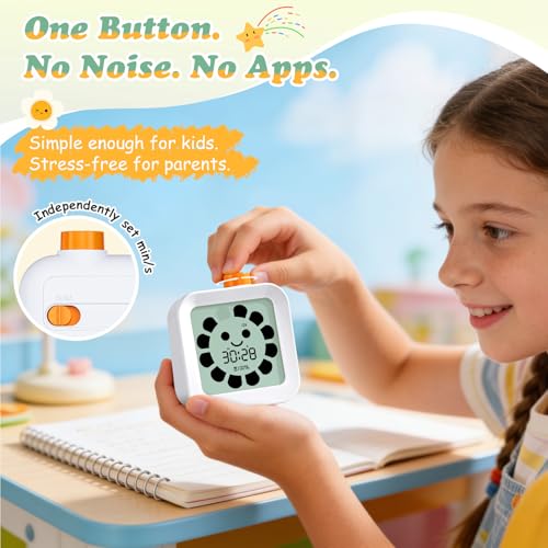 Image of EooCoo Digital Visual Timer for Kids, 99-Minute Silent Countdown Count Up Rotation Productivity Timers, Mins /Secs Switch, Focus Routines, Time Management Education Tool for Classroom, Office, ADHD