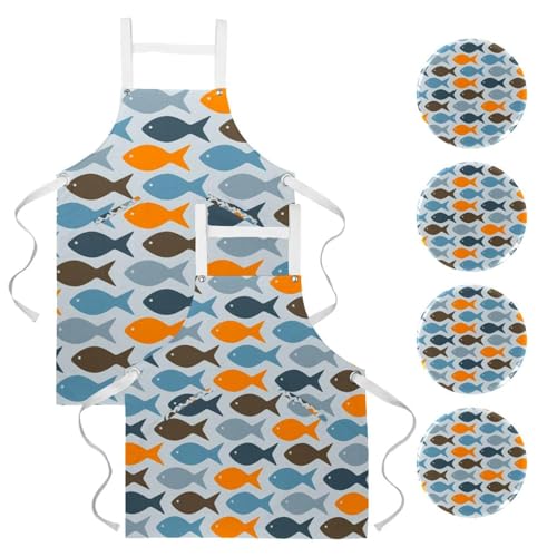 Tablier de cuisine motif poisson sans couture lot de 2 pour nettoyage