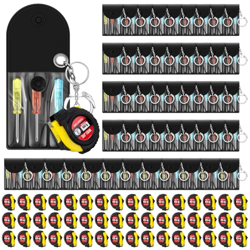 Image of 192 Pcs Mini Screwdriver Tape Measure Keychains Set Mens Gift Bulk for Dad Adult Christmas Tool Birthday Party