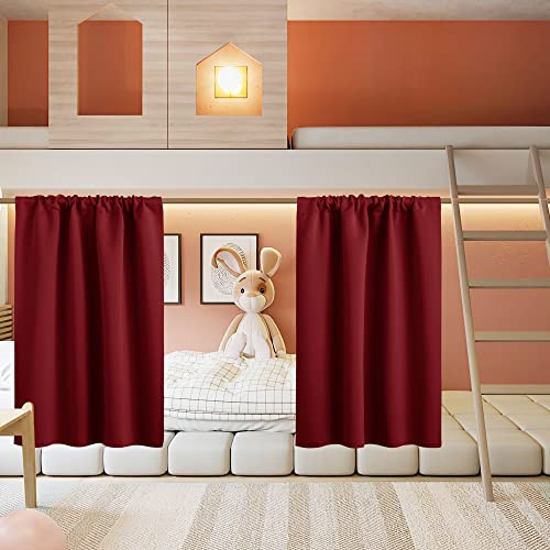 RYB HOME Short Curtains for Living Room Blackout Portable Blinds Shades for Bedroom Bathroom Basement Garage RV Camper Windows, 34 inches Width x 36 inches Length, Burgundy Red, 2 Pcs