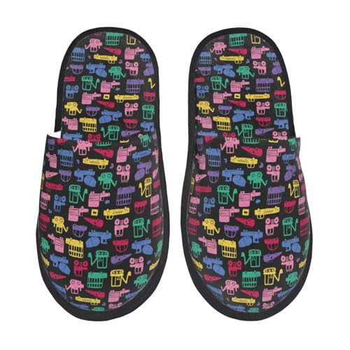 Colorful Excavator Print Women Slippers Home Furry Shoes Keep Men Couples Shoes Warm For Women-