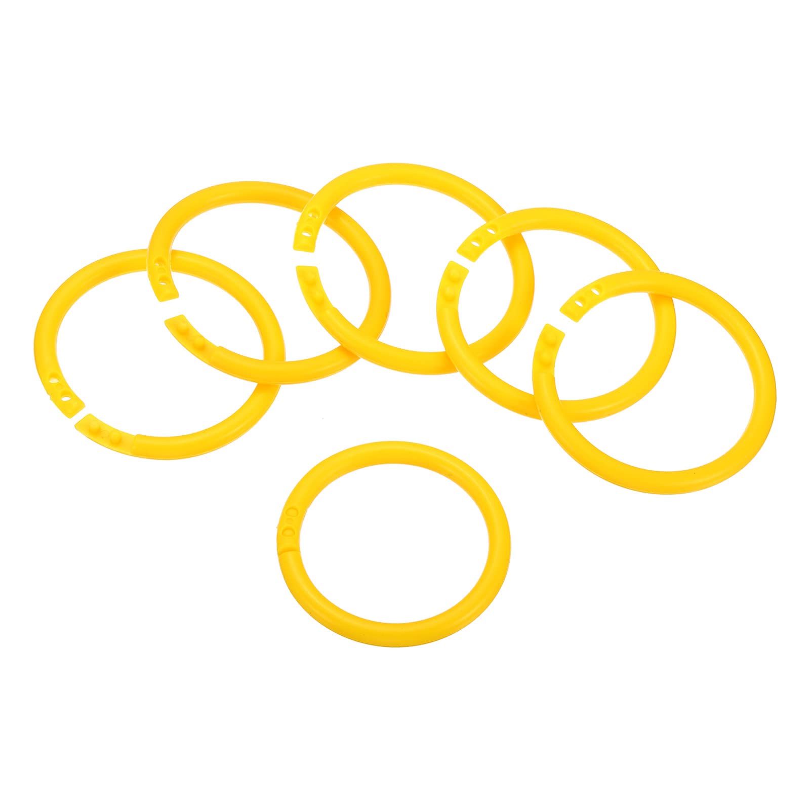 PATIKIL 2" OD 1.6" ID Loose Leaf Rings, 100 Pack Binder Ring Plastic O Rings for Book DIY Scrapbook Notebook, Yellow