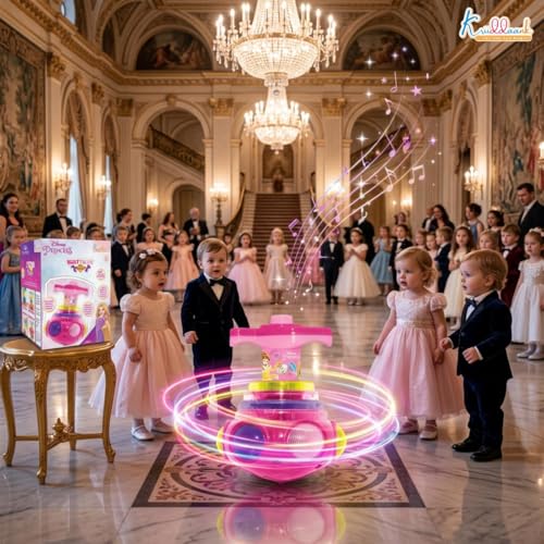 Image of Princess Dizzy Glow Top - LED Light & Music Spinning Top Toy for Girls, Magic Princess Spinner with Musical Sound & 360 Degree Rotation, Musical Lattoo Birthday Gift for Kids 3+ Years