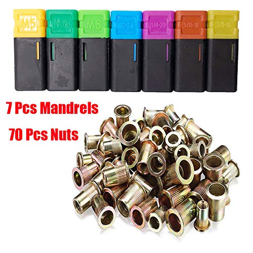 TWT 13\" Hand Rivet Nut Setter Kit - Metric & SAE W/ 70pc Rivnuts - Thumbnail 3
