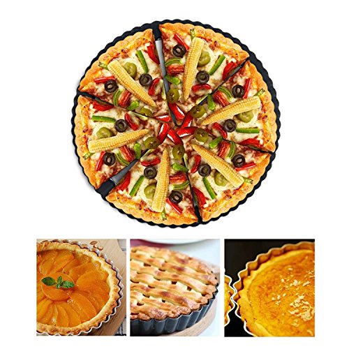 Teglia antiaderente e a rilascio rapido, con fondo rimovibile, per torte, quiche e crostate rotonde, con Rem, 23 cm - immagine 4
