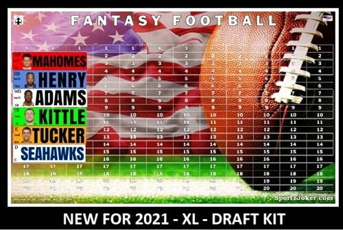 Fantasy Football Draft Board 2021 Kit XL 4 x 1 Photo Labels w/ Rookies