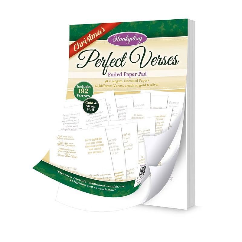 Hunkydory - Perfect Verses Foiled Paper Pad - Christmas - 192 Verses - VERSE112-140gsm Paper for Card Making