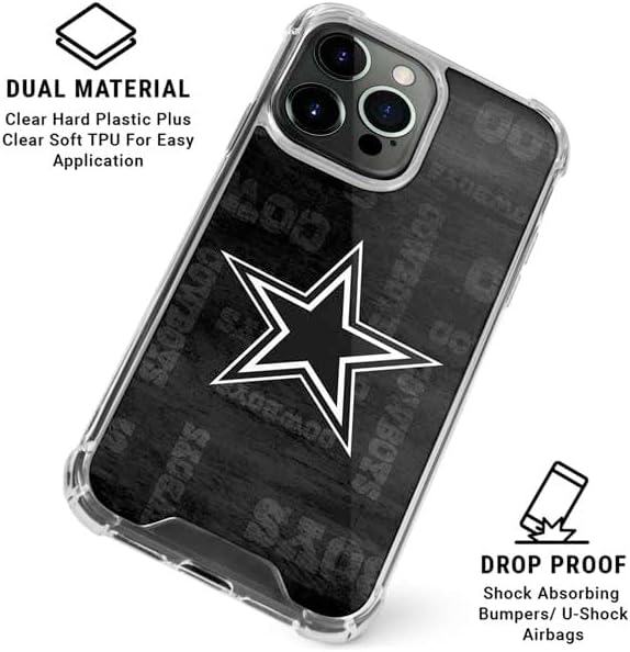 Miniatura 3 de Skinit Funda transparente compatible con iPhone 15 Pro Max, diseño oficial de los Dallas Cowboys de la NFL, color blanco y negro