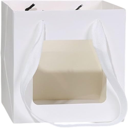 Square Paper Gift Bag with PVC Transparent Window, 10 Pack