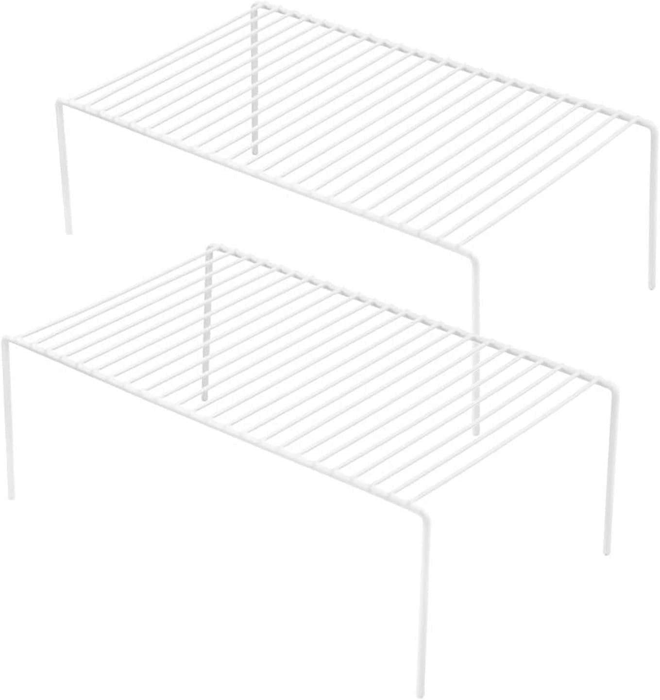 ARCCI Kitchen Cabinet Storage Shelf Rack, Set of 2 Large Rustproof Metal Wire Shelves Spice Shelf Rack Cupboard Organizer for Pantries Countertops Utensils Organization,White
