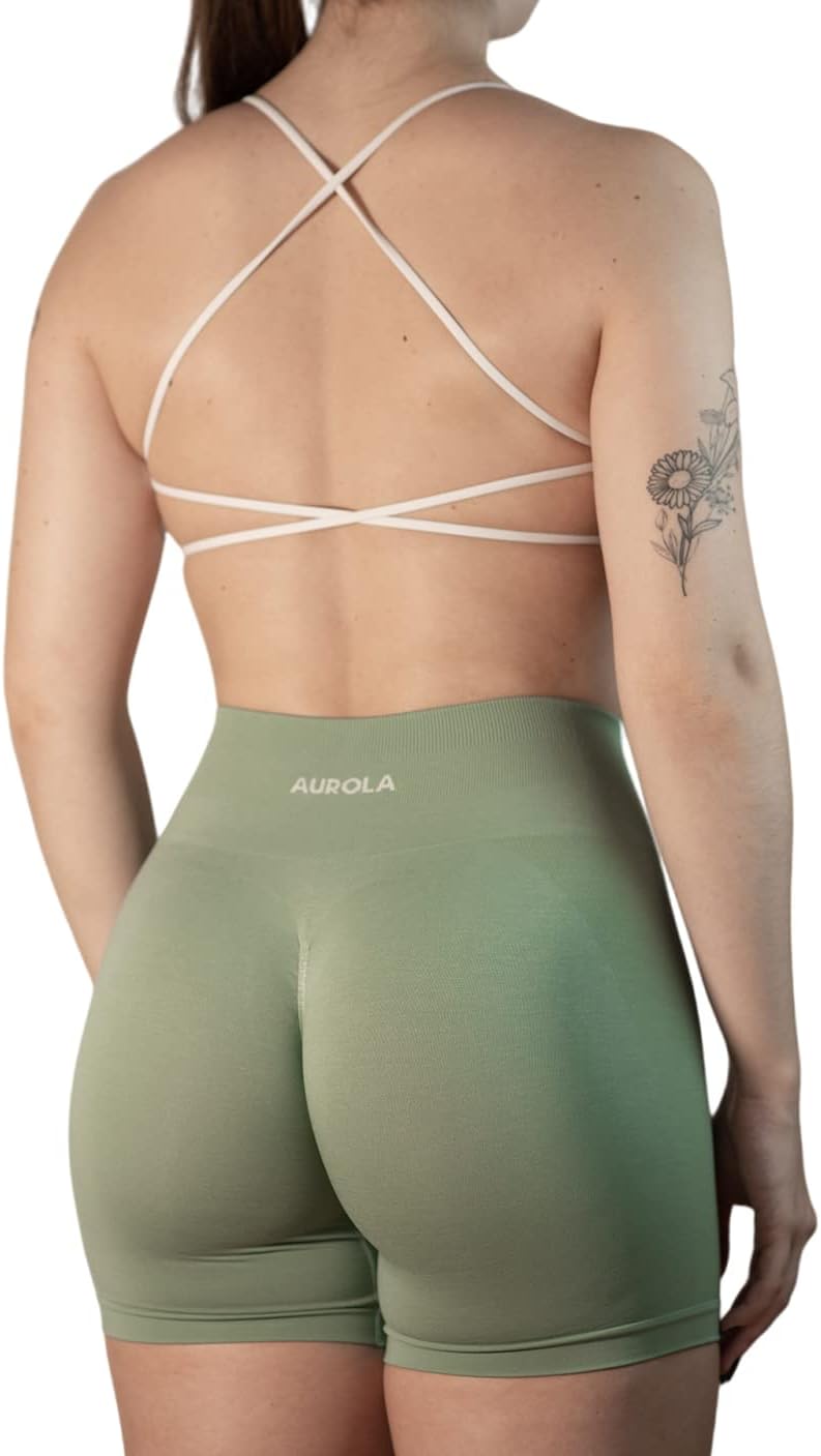 AUROLA Workout Sports Bras Women Athletic Removable Backless Strappy Criss Cross Light Support Gym Fitness Yoga Crop Bra