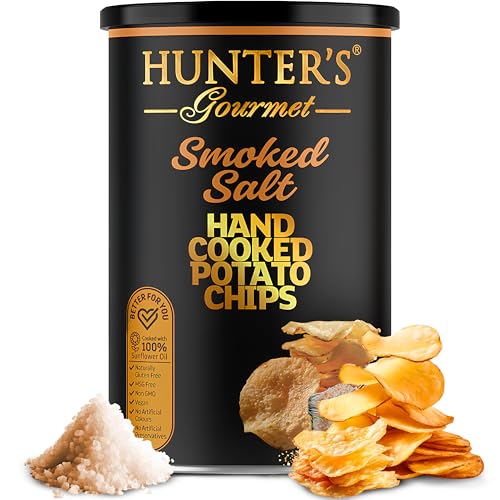 Hunter's Gourmet Premium Cholesterol Free Chips | Naturally Gluten-Free | No Artificial Colors or Preservatives | Made in a Nut-Free Facility | Smoked Salt | Hand-Cooked Snacks | Pack of 1 | 150g