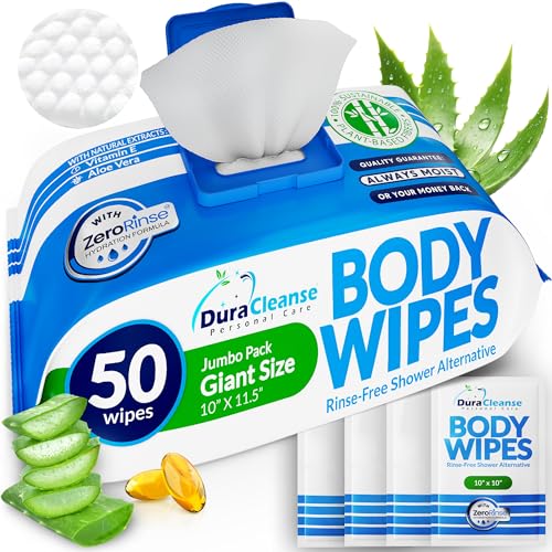 XL Body Wipes for Adults Bathing No Rinse - 50 Ct....