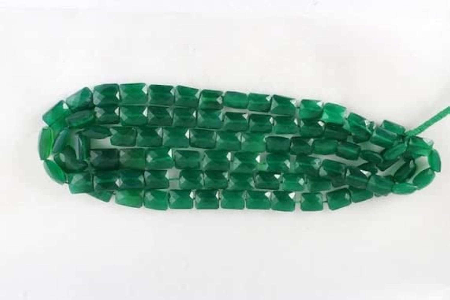 Perles en onyx vert LKBEADS rectangle facetté pour création bijoux