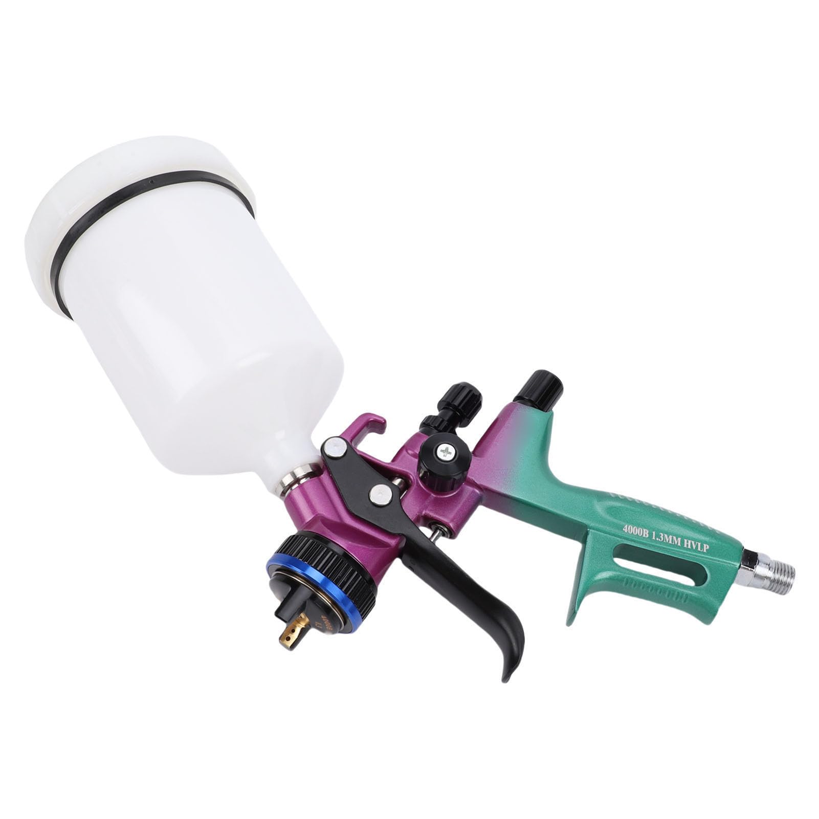 Hyuduo Kit Pistola a Spruzzo Professionale HVLP, Lega di Alluminio 600 Ml, Ugello da 1,3 Mm per Verniciatura di Mobili e Lavorazione del Legno