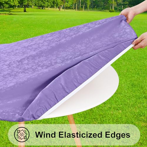 Image of Smiry Waterproof Heavy Duty Vinyl Fitted Tablecloth for 57 inch-68 inch Round Table