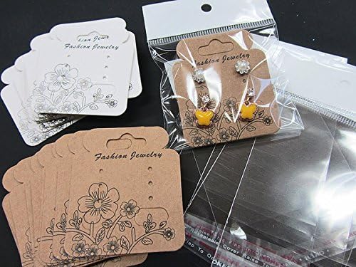 Wholesale JD2 1000 Pcs White Earring Display Card & 1000 pcs Resealable Clear Hang Bag 5x5 cm Jewelry Display Packaging US Seller Ship Fast