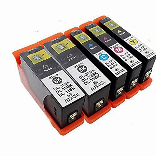 -Made in USA- Dell Series 31 Ink Cartridge Replacements for Dell V525w and V725w Printers (5 Pack-Extra High Yield)
