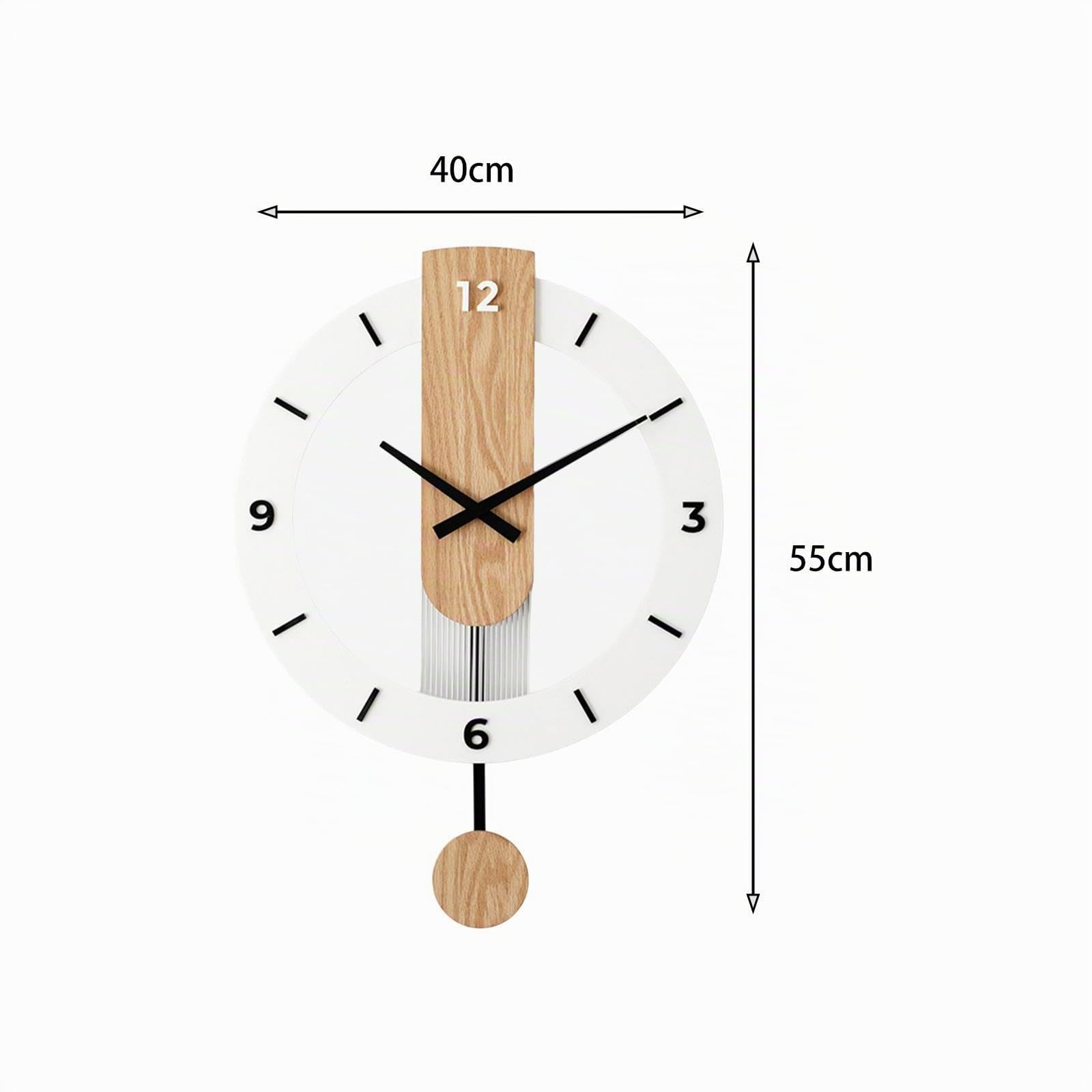 Reloj de Péndulo de Madera para Pared, Diseño Elegante Y Moderno, números arábigos, Individual