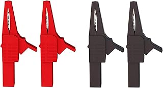 4PCS Multimeter Crocodile Clips Insulated Alligator Clips Metal Crocodile Clip Metal Crocodile Clip Alligator Electrical Clamp for Multimeter Testing Probe, Black and Red