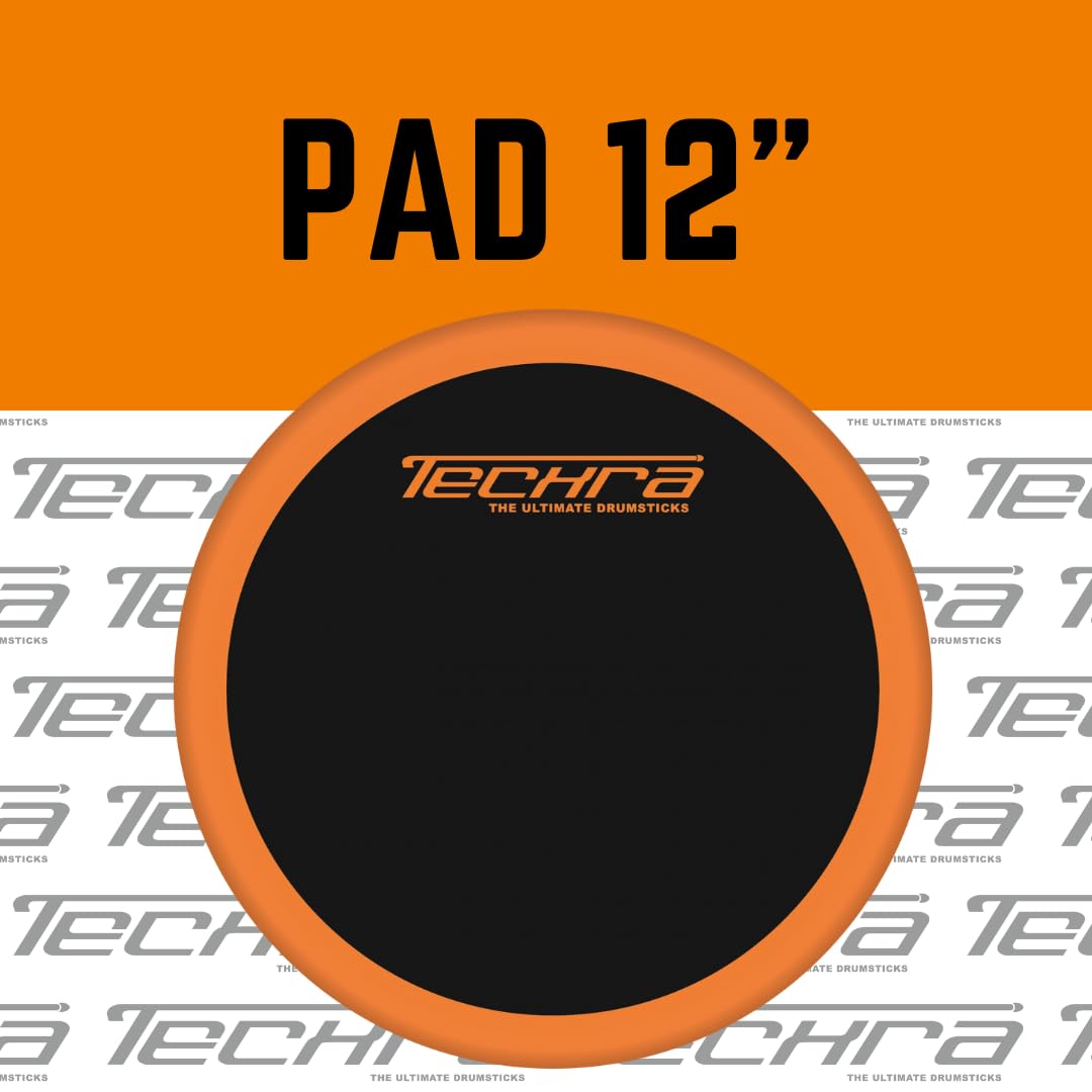 Techra Drumsticks – Pad per Esercizi Batteria 12" | Ideale per Allenamento e Riscaldamento | Design Portatile e Superficie Anti-Rumore