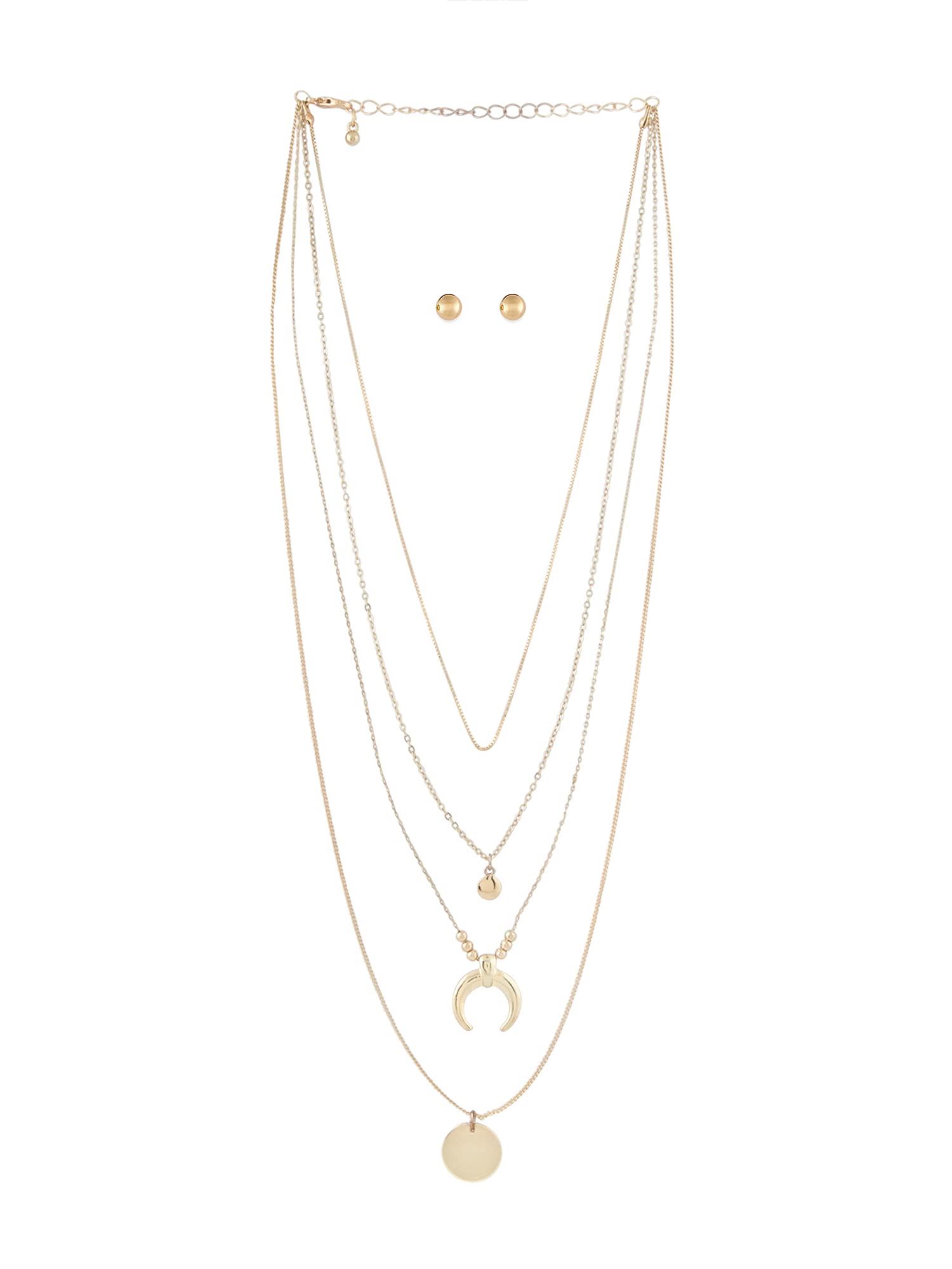 See full amazon price history chart for ZAVERI PEARLS Gold Tone Contemporary 4 Layers Necklace & Stud Earring Set For Women-ZPFK14995 ZAVERI PEARLS Gold Tone Contemporary 4 Layers Necklace & Stud Earring Set For Women-ZPFK14995 (B0BG87CYN7) Amazon Price History, Amazon Price Tracker