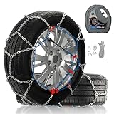 Snow Chains for Car Tires, Tire Chains for Passenger Car, Pickup Trucks and SUV, Quick Fit & Easy Installation Snow Tire Chains, HP1553 Portable Reusable Emergency Tire Traction Chain, Set of 2
