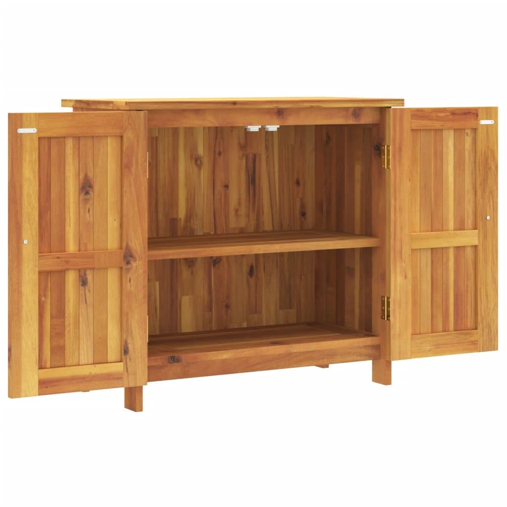 Armadio da giardino, 75 x 35 x 70 cm, in legno massiccio di acacia, robusto armadietto con ripiano e ripiano, versatile armadio in legno per giardino, terrazza, balcone e corridoio