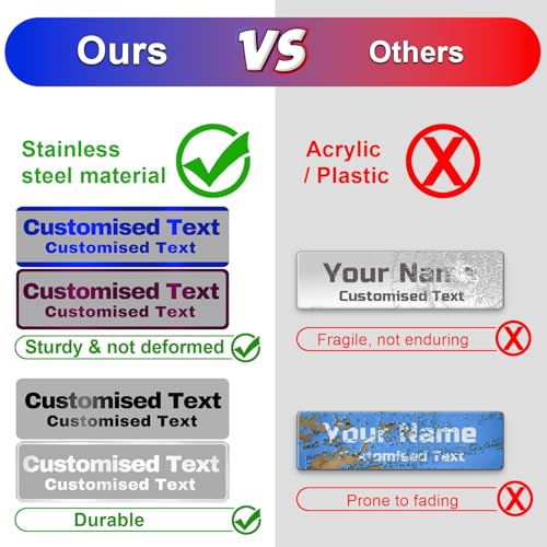 Image of Customize Name Tags Custom Metal Engraved Personalized Badge Pin Clip