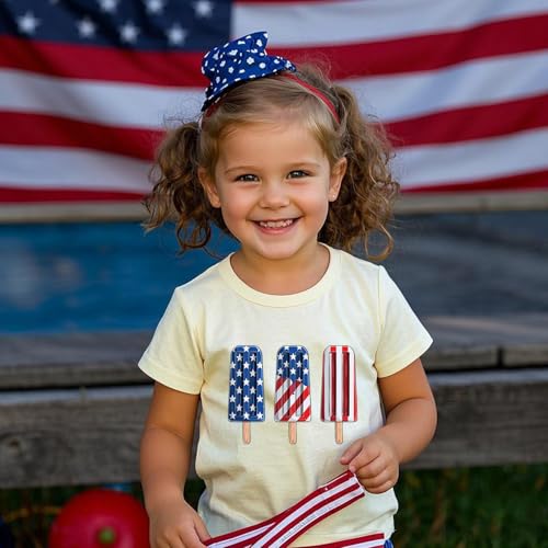 Image of Boys 4th of July Shirts-Toddler Girls Patriotic American Flag Tees Kids Memorial Day USA T-Shirts 2-7T