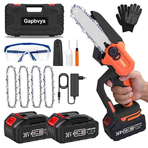 Gapbvys Mini Kettensäge mit Akku, 6 Zoll Akku Kettensäge, Tragbare Mini Elektro Kettensäge mit Akku und Ladegerät Mini Kettensäge für Gartenscheren Astschere Holzschneiden(Schwarz)