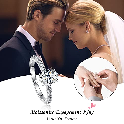 SMILEST 1.5 CT Oval Moissanite Engagement Rings, D Color VVS1 Clarity Lab Created Moissanite Ring 18K White Gold Vermeil Moissanite Side Stone Wedding Rings for Women Wife Anniversary Jewelry Gifts3