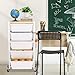 Rolling Cart with Drawers, Rolling Storage Cart with 5 Large Plastic Drawers & Wooden Tabletop, Utility Cart with Pegboards & Basket, Storage Drawers Cart for Living Room, Classroom, Bedroom, Office
