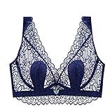 Necalisi büstenhebe Damen blau Damen 1/2 Cup Spitze BH Soft Mesh Bügel BH Unlined Durchsichtig Damen Spitze BH Verstellbare Träger Push up BH extrem 75C