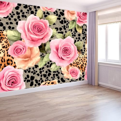 Papier peint panoramique léopard rose intissé grand format de qualité - 4