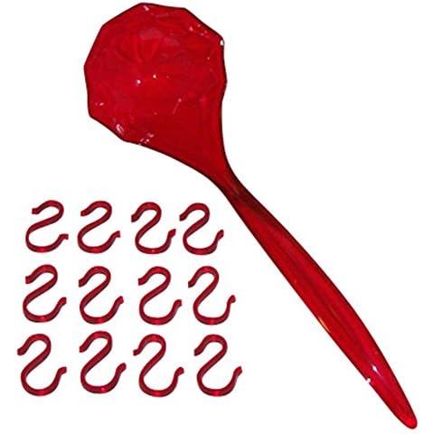 Red Plastic Punch Bowl Ladle with Hooks Cover