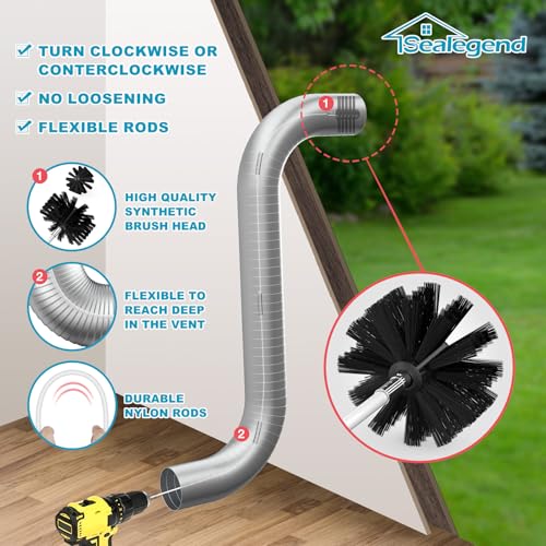Nettoyer grille aération sèche-linge bouchée avec le kit brosse extensible 9,1 m - 8